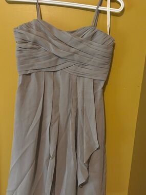Bold Dusty Gray Pleated Double-Strap Dress(David’s Bridal)(sz 14)